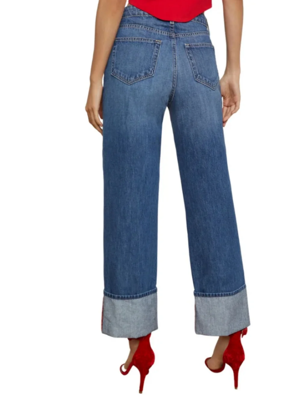 L’AGENCE Wide Leg Jeans Leighton Cropped Cuffed Stovepipe Size 25 NWOT Boho - Picture 10 of 13